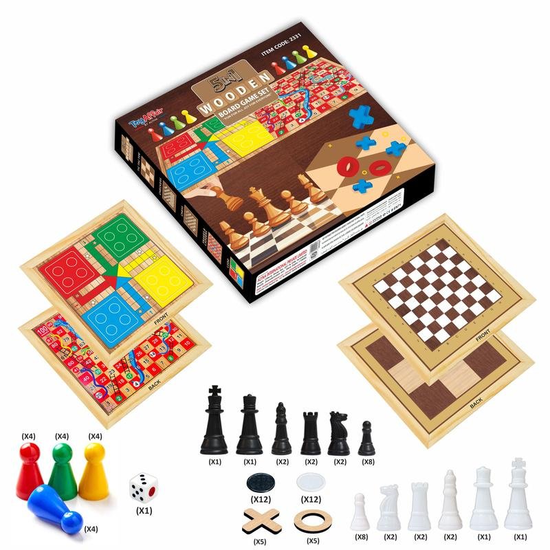 WOODEN CHESS 5 IN 1